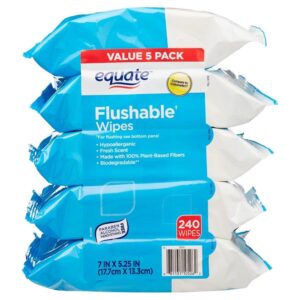 Pacheco Flushable Wipes, Fresh Scent, 5 packs of 48 wipes